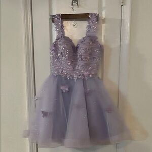 Elegant Lavender Sequin Prom Dress